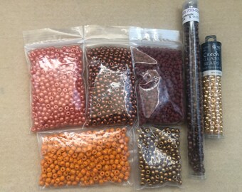 6/0 Metallic Orange Copper Gold Seed Bead Destash