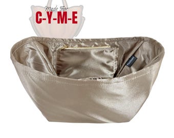 Passar (C Y M E Bag) Satin Silk Bag Organizer, Storlek Large Small Mini, Blixtlåsficka, Perfekt passform, Liten fickinsats