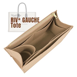 Se adapta a (Riv* Gauche Bag) Inserto de fieltro, bolsillo con cremallera, portabotellas, organizador de bolsos, grande Norte Sur, N-S NS, Este Oeste, E-O EW