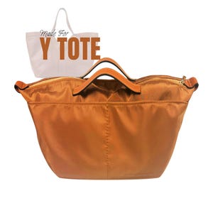 Fits (Y Tote) Waterproof Nylon Bag Organizer, Large Medium Small, Zipped Pocket Bottle Holder (Style Zip Cover with Handle)