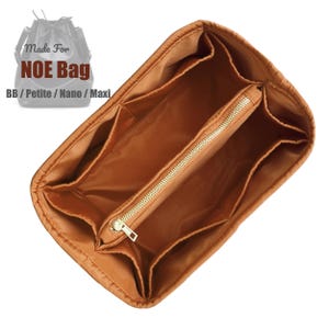 Fits (NOE Bag) Waterproof Nylon Bag Organizer, Noe BB, Noe Petite, Noe Petit, Noe Nano, Noe Maxi Sling Insert (Center Divider Zipper Pocket)