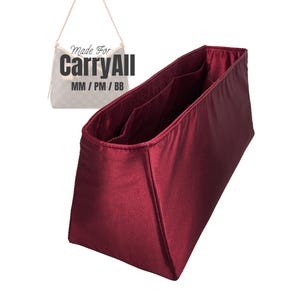 Passend für (CarryAll MM PM BB) Satin Silk Bag Organizer, angepasst, Reißverschlusstasche, Flaschenfach, Trapezform