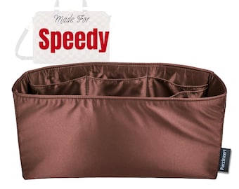 Compatible avec un organiseur de sac en satin de soie (Sac Speedy), 25 30 35 40 50 42 Mini HL Nano 20 22, Taille personnalisée, Poche zippée, Compartiment pour bouteille