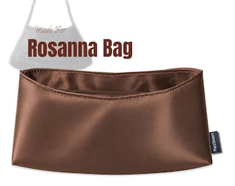 Adatto per (Rosanna Bag) Organizer per borsa in raso di seta, grande grande medio piccolo mini L M S Inserto per borsa, tasca con cerniera, forma curva