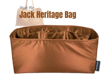 Adatto per (Jack Heritage Bag) Organizer per borsa in raso di seta, inserto di dimensioni personalizzate, tasca con cerniera, scomparto per bottiglia
