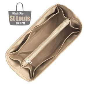 Fits (St Louis) Waterproof Nylon Bag Organizer, Saint Louis GM PM, Large Medium Small Insert (Center Divider Zipper Pocket)