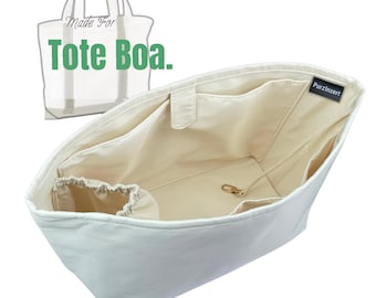 Fits (Tote Boa.) Waterproof Nylon Bag Organizer, Extra Large Medium Small Mini XL (Snap Button Pocket and Elastic Band Pocket)