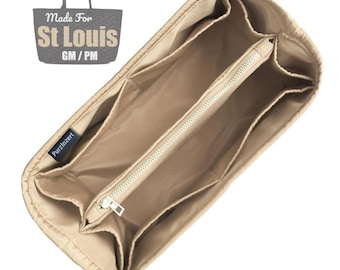 Fits (St Louis) Waterproof Nylon Bag Organizer, Saint Louis GM PM, Large Medium Small Insert (Center Divider Zipper Pocket)