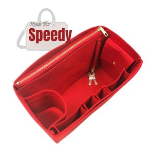Fits (Speedy Bag) Felt Insert, Detachable Zip Pocket Key Hook Bottle Holder, Bag Organizer, 25 30 35 40 Mini HL Nano 22 Bandouliere Trunk P9