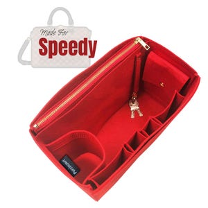 Fits (Speedy Bag) Felt Insert, Detachable Zip Pocket Key Hook Bottle Holder, Bag Organizer, 25 30 35 40 Mini HL Nano 22 Bandouliere Trunk P9