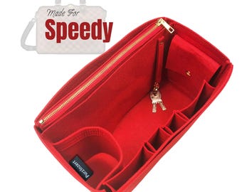 Fits (Speedy Bag) Felt Insert, Detachable Zip Pocket Key Hook Bottle Holder, Bag Organizer, 25 30 35 40 Mini HL Nano 22 Bandouliere Trunk P9
