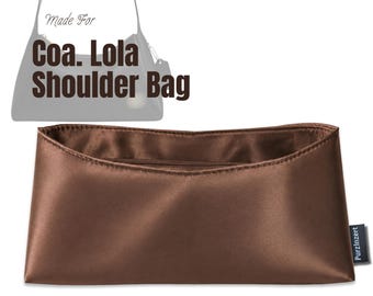 Fits (LOLA SHOULDER Bag) Satin Silk Bag Organizer, Big Large Medium Small Mini L M S Purse Insert, Zip Pocket, Curved Shape