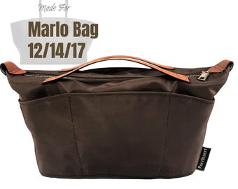 Fits (Marlo Bag in Leather) Waterproof Nylon Bag Organizer, 12 14 17, Zipped Pocket Bottle Holder (Style Zip Cover with Handle)