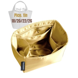 Passend für (Picotin 18 20 22 26) Satin Silk Bag Organizer, PM MM GM Bucket Bag Insert (Schlüsselclip, Reißverschlusstasche)