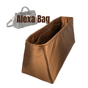 Passend für (Alexa Bag, Oversized Regular Mini) Taschenorganizer aus Satinseide, Geldbörse Einsatz, Reißverschlusstasche, Flaschenfach, Trapezform