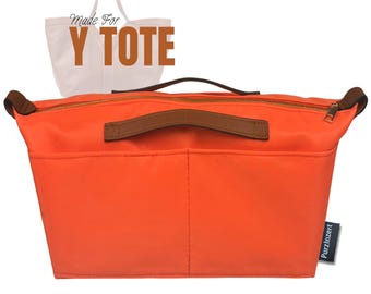 Adatto a (Y Tote) Borsa organizer in nylon impermeabile, grande media piccola, con tasca con cerniera e portabottiglie (stile copertura con cerniera e manico)