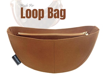 Fits (Loop Bag) Felt Insert, Zip Pocket, Purse Bag Organizer Crescent