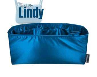 Fits (Lindy Bag) Satin Silk Bag Organizer, 26 30 34 Mini, Insert of Customized Size, Zip Pocket, Bottle Compartment