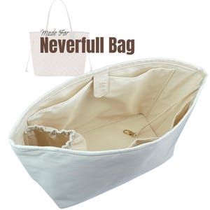 Fits (Neverfull Tote) Waterproof Nylon Bag Organizer, GM mm PM bb (Snap Button Pocket and Elastic Band Pocket)