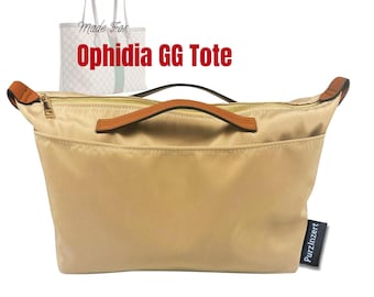 Adatto per (Ophidia GG Tote) Borsa organizer in nylon impermeabile, grande/media, con tasca con cerniera e portabottiglie (modello con cerniera e manico)