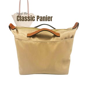 Fits (Classic Panier Bag) Waterproof Nylon Bag Organizer, Teen Small Medium Large, Zipped Pocket Bottle Holder (Style Zip Cover with Handle)