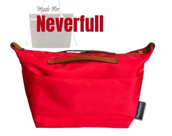 Organizador de bolsas de nailon impermeable (Neverfull Tote), GM mm PM bb, portabotellas con bolsillo con cremallera (estilo funda con cremallera y asa)