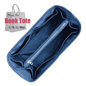 Fits (Book Tote) Waterproof Nylon Bag Organizer, Large Medium Small L M S Mini Insert (Center Divider Zipper Pocket)