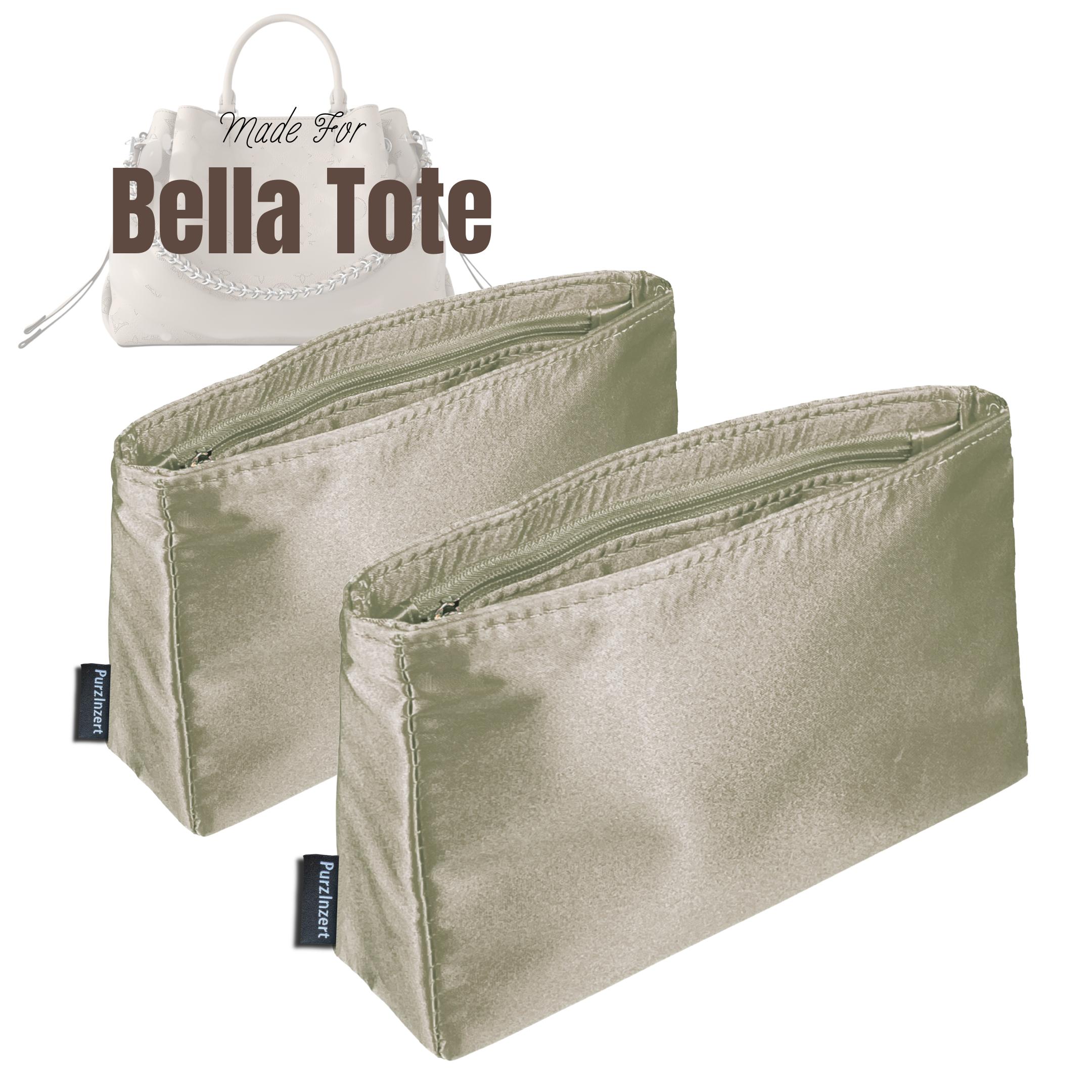 Fits (Bella Tote Mahina) Satin Silk Bag Organizer, Purse Insert, Zip Pocket, Bottle Compartment, Slim Shape