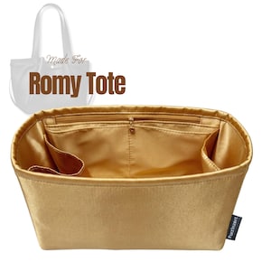 Fits (Romy Tote Bag) Satin Silk Bag Organizer, Large Medium Small Mini, Insert of Customized Size, Zip Pocket, Bottle Compartment