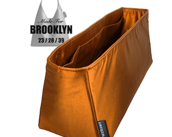 Passar (Brooklyn Bag) Satin Silk Bag Organizer, AXELVÄSKA 39 28 23, Anpassad storlek, Blixtlåsficka, Flaskfack, Trapetsformad