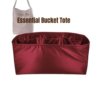 Passend für (Essential Bucket Tote) Satin Silk Bag Organizer, Einsatz von benutzerdefinierter Größe, Reißverschlusstasche, Flaschenfach