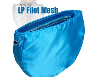 Fits (Le Pliage Filet Mesh) Satin Silk Bag Organizer with Snap Button, L XS Large Small, Purse Insert, Zip Pocket