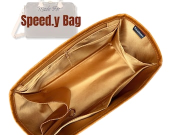 Insert for Speedy Bag, Colourful DuponPaper and Satin Silk Liner, 25 30 35 40, Bag Organizer with Key Chain Zip Pocket Bottle Compartment