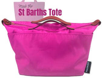 Fits (St Barths Tote) Waterproof Nylon Bag Organizer, Petit Small Medium Large, Zipped Pocket Bottle Holder (Style Zip Cover with Handle)