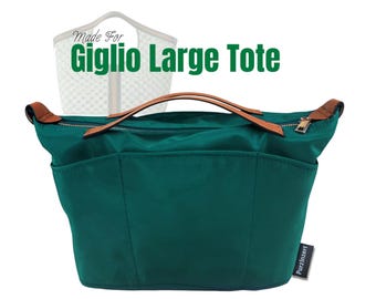 Fits (Giglio Large Tote) Waterproof Nylon Bag Organizer, Large Medium Small, Zipped Pocket Bottle Holder (Style Zip Cover with Handle)