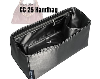 Geschikt voor (handtas CC 25) satijnen zijde tasorganizer, mini klein medium groot, inzetstuk van aangepast formaat, ritsvak, flessenvak