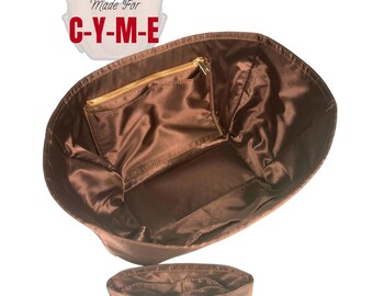 Fits (C Y M E Bag) Satin Silk Bag Organizer, Size Large Small Mini, Zip Pocket, Perfect Fit, Small Pouch Insert