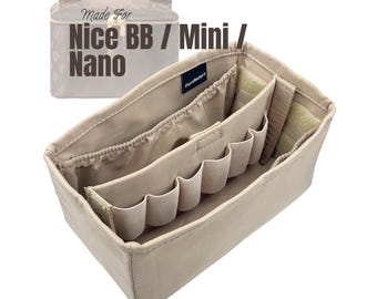 Fits (Nice Bag) Waterproof Nylon Bag Organizer, Nice BB, Mini, Nano, Vanity, Vanity PM Insert (Center Divider with Lipstick Holder)