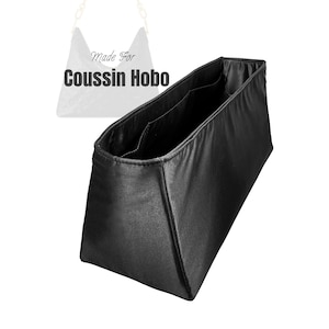 Organizador de bolsos de seda satinada (Coussin Hobo MM), personalizado, bolsillo con cremallera, compartimento para botellas, forma trapezoidal
