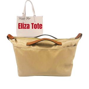 Fits (Eliza Tote) Waterproof Nylon Bag Organizer, XL Tote, Zipped Pocket Bottle Holder (Style Zip Cover with Handle)