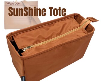 Fits (Sunshine Tote Bag) Waterproof Nylon Bag Organizer, Large Medium Small Mini (Top Cover with Zipper)