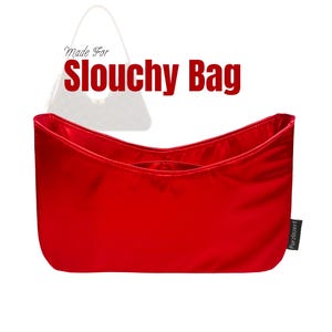 Fits (Slouchy Bag) Satin Silk Bag Organizer, MM PM Large Medium Small, Purse Insert, Zip Pocket, Bottle Compartment