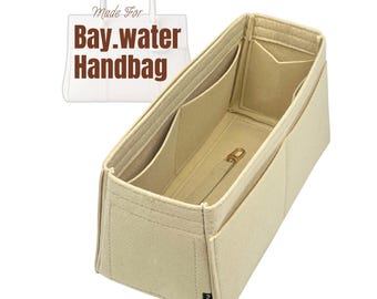 Fits (Bay.water Handbag) Trapezoid Felt Insert with Key Chain Hook, Large Medium Small Mini, Bag Organizer, Tapered Purse Organiser