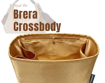 Fits (Brera crossbody Bag) Satin Silk Bag Organizer, Large Medium Small Mini, Insert of Customized Size, Zip Pocket, Bottle Compartment