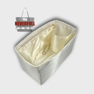 Fits (Neverfull GM MM PM bb) Satin Silk Bag Organizer, Large Medium Small (Bottle Holder, Key Clip, Zipper Pocket)
