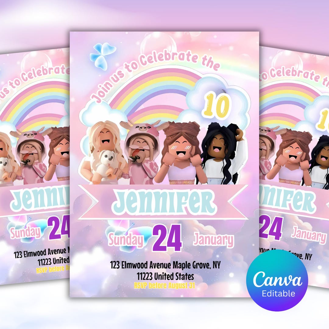 Editable R O B L O X Birthday Invitation Template Printable Birthday ...