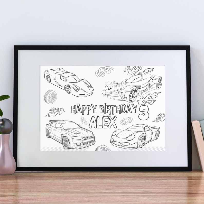Customizable Cars Birthday Coloring Sheet | Hot Wheels Printable ...