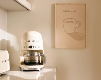 Japandi Coffee Cup Print – Minimalist Self-Care Wall Art (Digital Download)