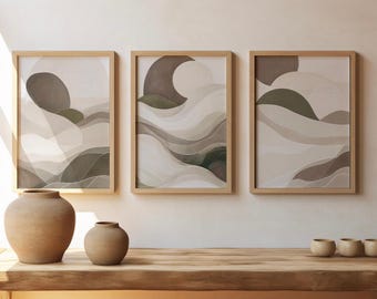 Wabi Sabi Japandi Print: Sage Green Abstract Art (Digital Download)