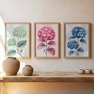 Art mural hortensia bleu clair | Impression d'hortensias Coastal Decor | Fleurs bleues style Hamptons | Décoration d'intérieur en téléchargement numérique